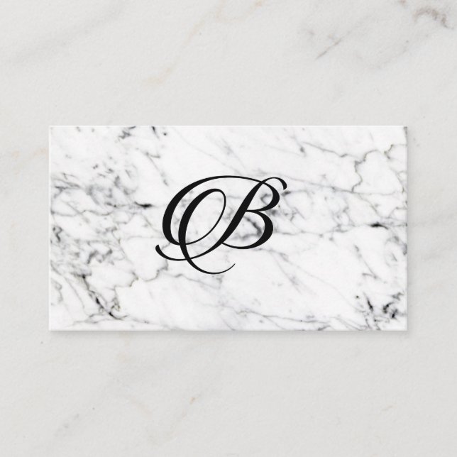 Letter B on Marble texture Initial personalized Business Card (Front)