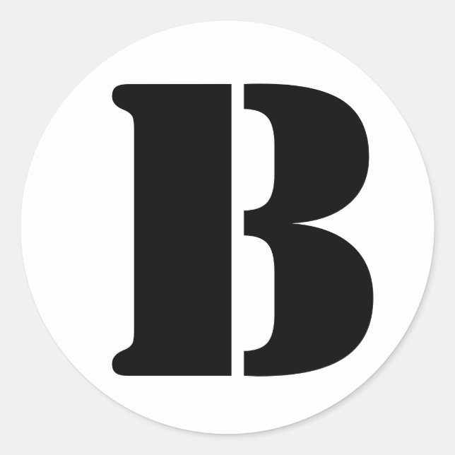 Letter B Stencil Alphabet by Janz White Classic Round Sticker (Front)