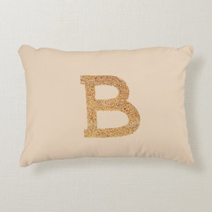 Letter B tan/brown accent pillow