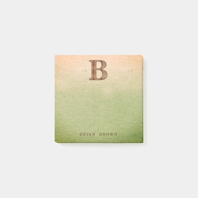 Letter B wood grain on green beige grunge Post-it Notes (Front)