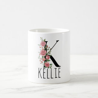 Letter BirthFlower Monogram Name Mug