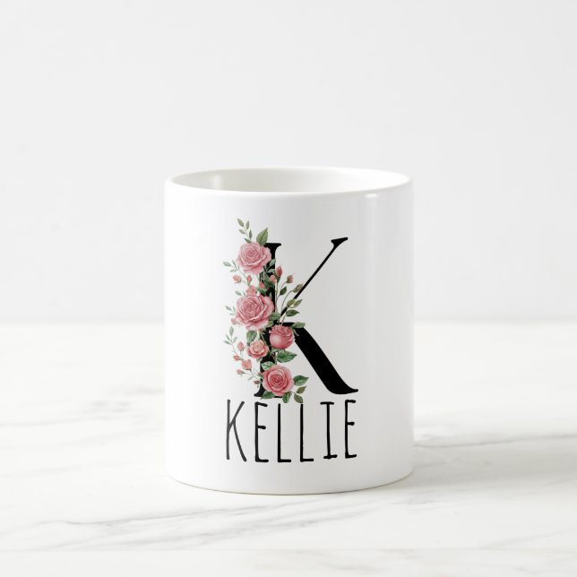 Letter BirthFlower Monogram Name Mug (Centre)