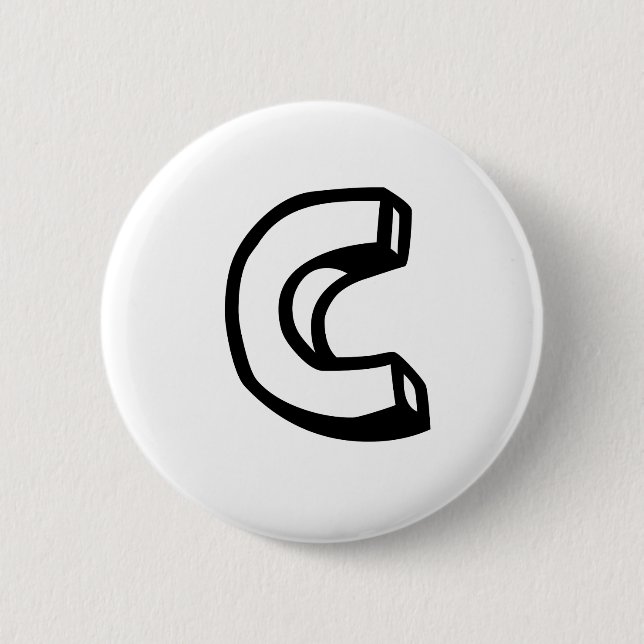 Letter C 2 Inch Round Button (Front)