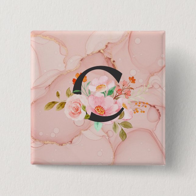 Letter C 2 Inch Square Button (Front)