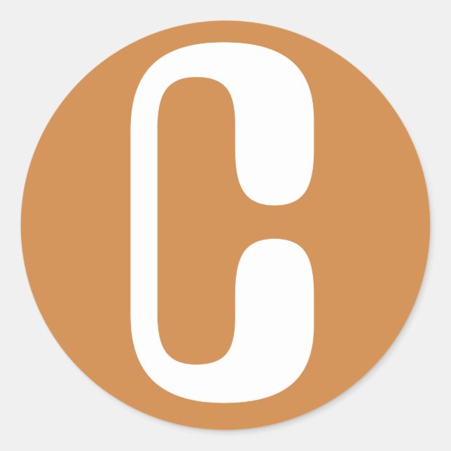 Letter C Amelia Alphabet by Janz White Peru Gold Classic Round Sticker (Front)