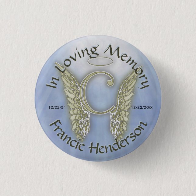 Letter C Angel Monogram 1 Inch Round Button (Front)