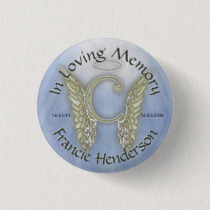 Letter C Angel Monogram 1 Inch Round Button