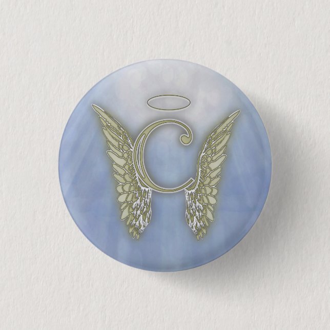 Letter C Angel Monogram 1 Inch Round Button (Front)
