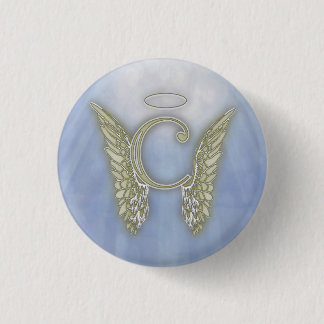 Letter C Angel Monogram 1 Inch Round Button