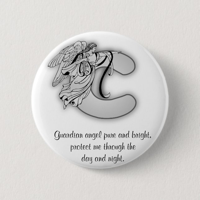 Letter C angel monogram alphabet 2 Inch Round Button (Front)