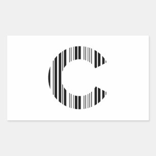LETTER C BAR CODE First Initial Barcode Pattern Sticker