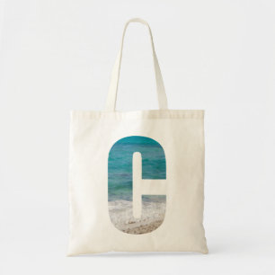 Letter C beach scene Tote Bag