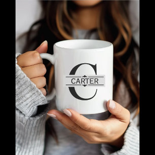 Letter C Black ornamental Split Monogram Coffee Mug