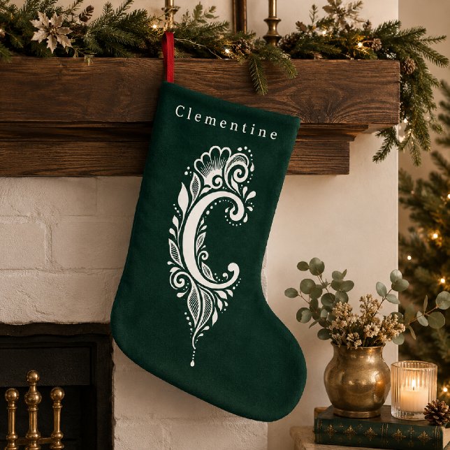 Letter C Botanical Monogram Personalized Stocking (Creator Uploaded)