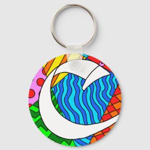 Letter C Colourful Doodles Keychain