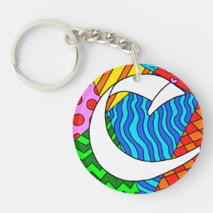 Letter C colourful doodles Keychain