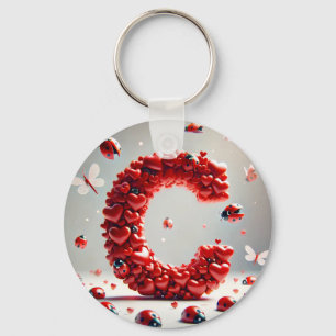 Letter C Creative Heart Cluster Keychain