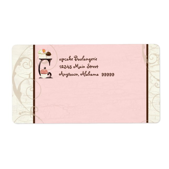 Letter C  Cupcake Business Address Mailing Labels (Front)