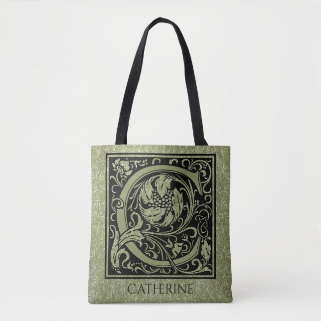 Letter C First Letter Monogram Personalized Tote Bag (Front)