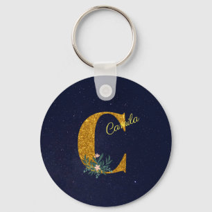 Letter C Golden monogram Keychain