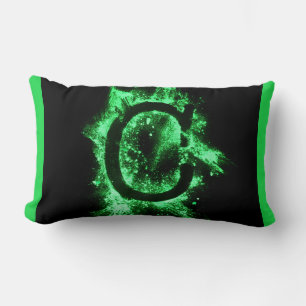 Letter C Green Capital Alphabet Lumbar Pillow
