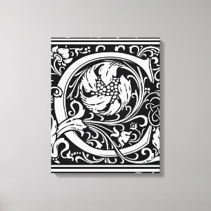 Letter C Medieval Monogram Art Nouveau Canvas Print