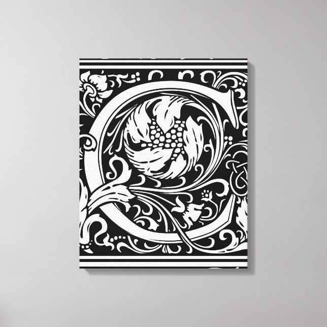 Letter C Medieval Monogram Art Nouveau Canvas Print (Front)