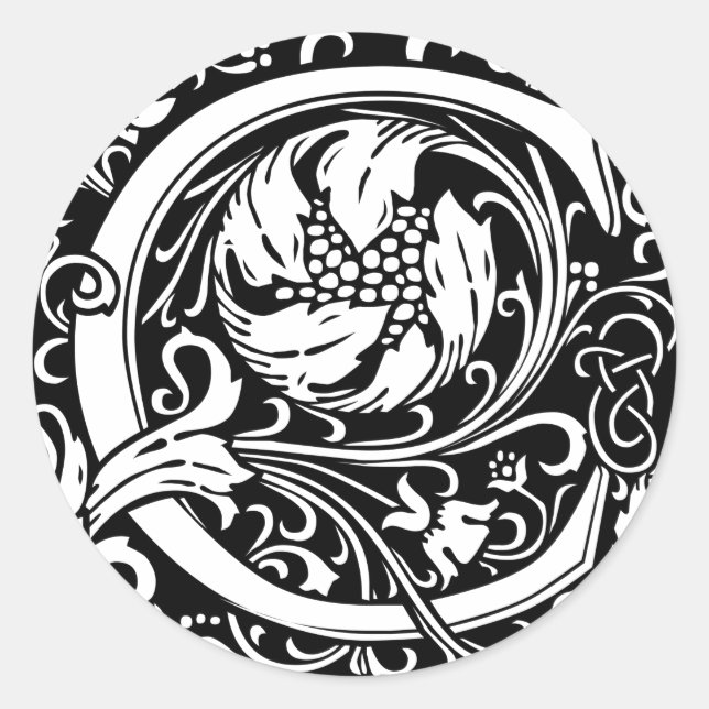 Letter C Medieval Monogram Art Nouveau Classic Round Sticker (Front)