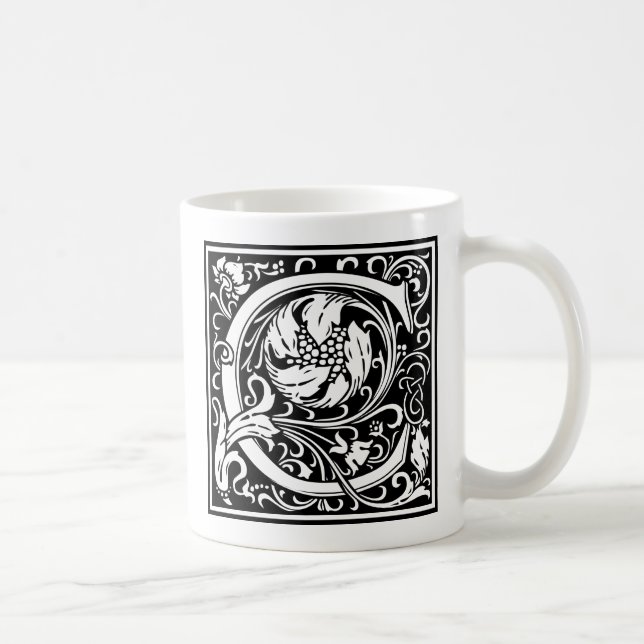 Letter C Medieval Monogram Art Nouveau Coffee Mug (Right)