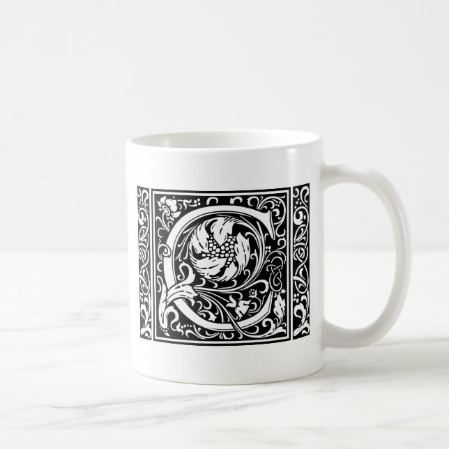 Letter C Medieval Monogram Art Nouveau Coffee Mug (Right)