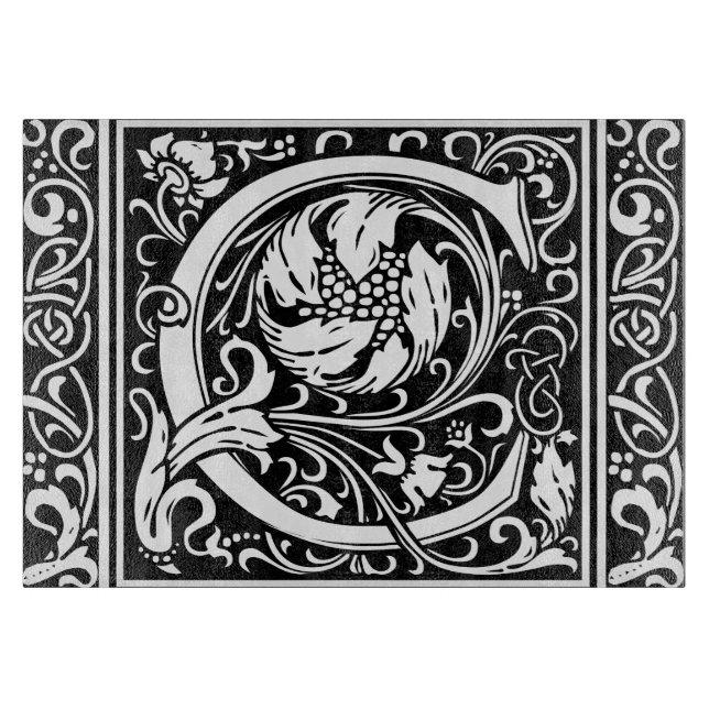 Letter C Medieval Monogram Art Nouveau Cutting Board (Front)