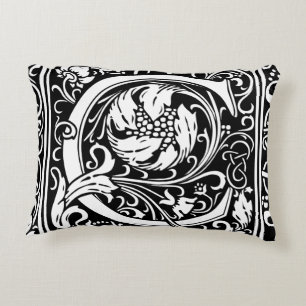 Letter C Medieval Monogram Art Nouveau Decorative Pillow