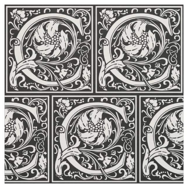 Letter C Medieval Monogram Art Nouveau Fabric (Swatch)