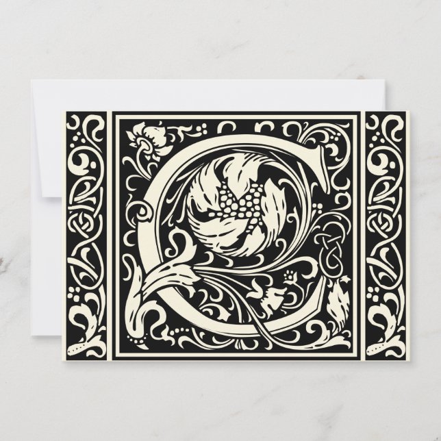 Letter C Medieval Monogram Art Nouveau Invitation (Front)