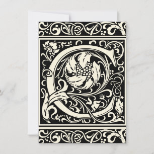 Letter C Medieval Monogram Art Nouveau Invitation