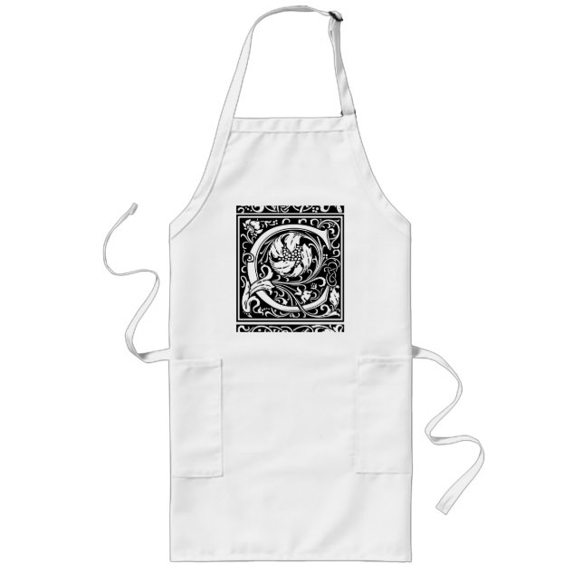 Letter C Medieval Monogram Art Nouveau Long Apron (Front)