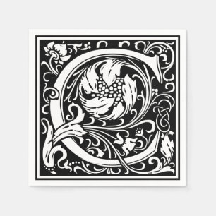 Letter C Medieval Monogram Art Nouveau Napkin