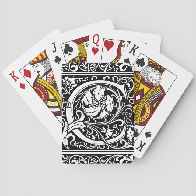 Letter C Medieval Monogram Art Nouveau Playing Cards (Back)