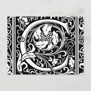 Letter C Medieval Monogram Art Nouveau Postcard