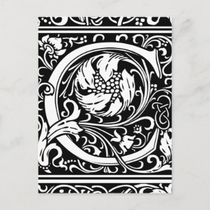 Letter C Medieval Monogram Art Nouveau Postcard