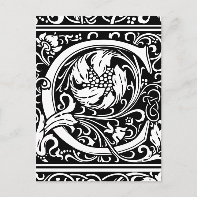 Letter C Medieval Monogram Art Nouveau Postcard (Front)