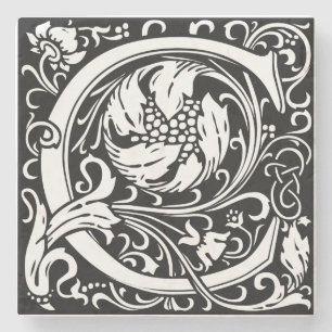 Letter C Medieval Monogram Art Nouveau Stone Coaster