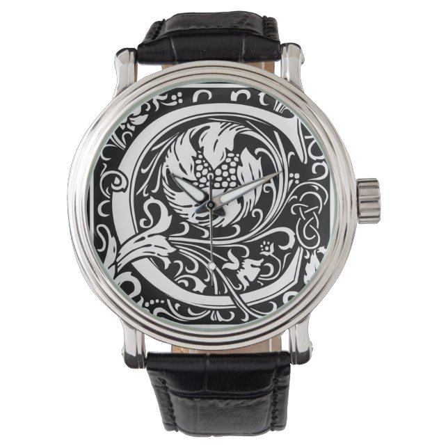 Letter C Medieval Monogram Art Nouveau Watch (Front)