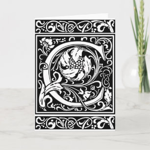 Letter C Medieval Monogram Vintage Initial Note Card