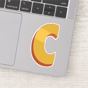 Letter C Monogram, Bold 3D Type Font Initial 