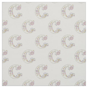 Letter C monogram decorative text custom fabric