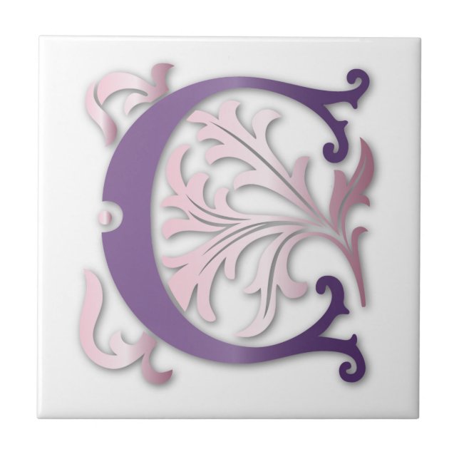 Letter C Monogram Fleur de lis Tile (Front)