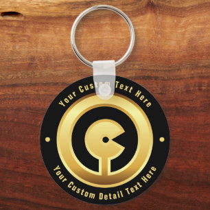 Letter C monogram Gold Circle Initial charm Keychain
