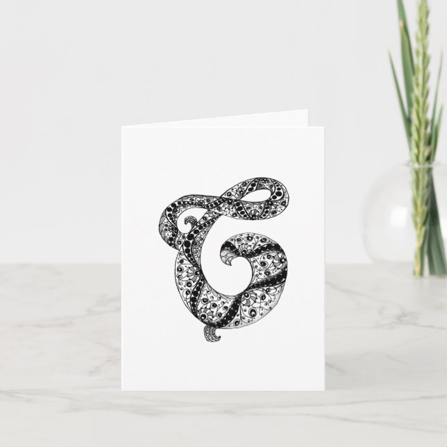 Letter C Monogram in Black and White Note Card (Front)