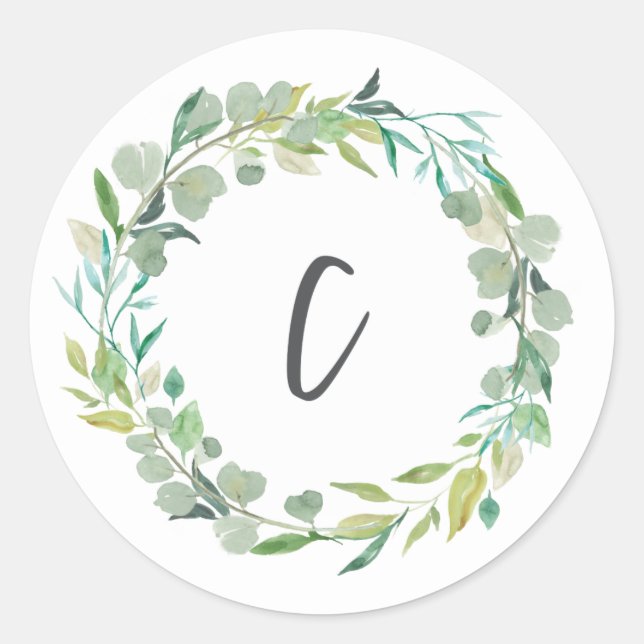 Letter C Monogram Initial Sticker Envelope Seal (Front)